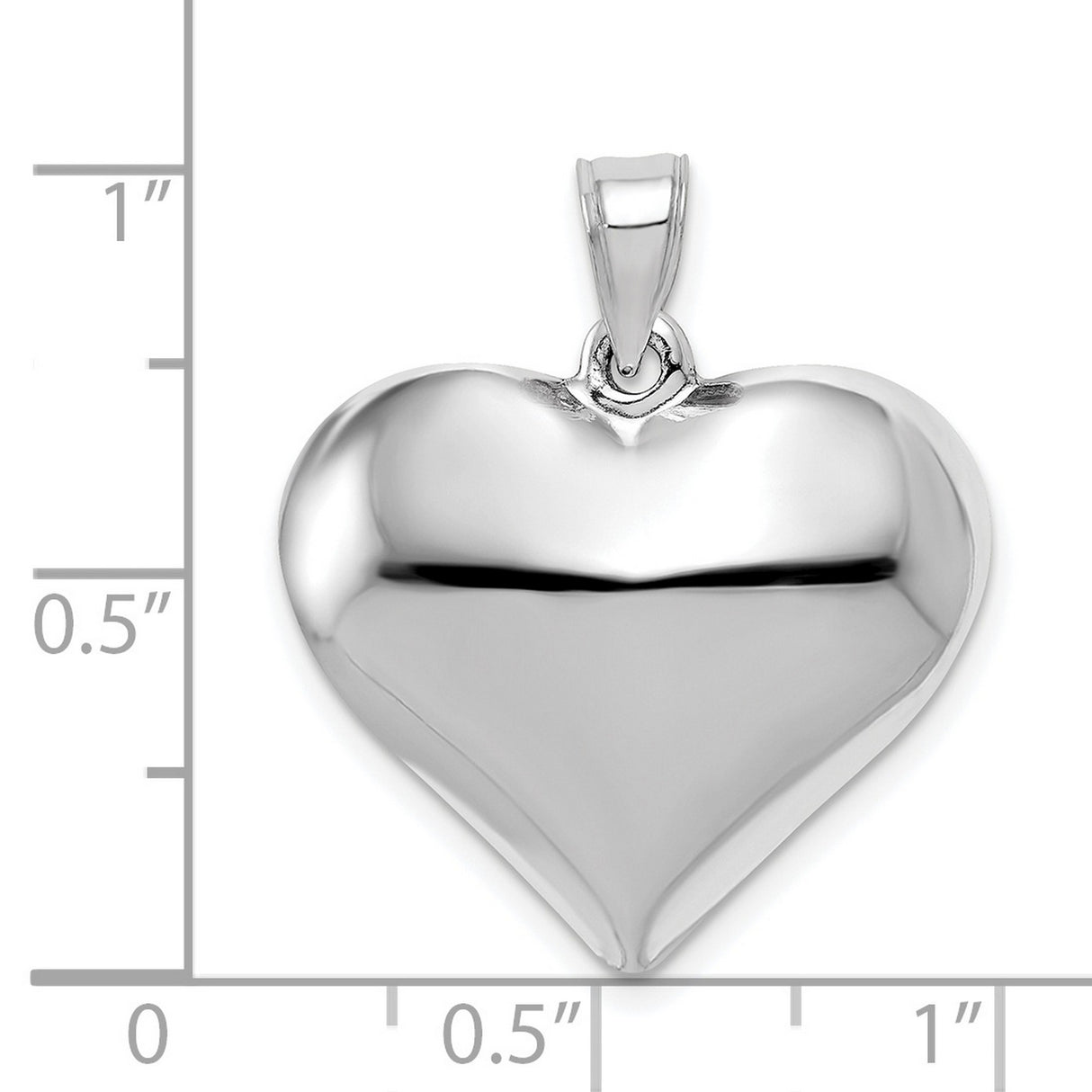 14k White Gold Heart Pendant, Smooth High Polish Design, Minimalist Style for Women