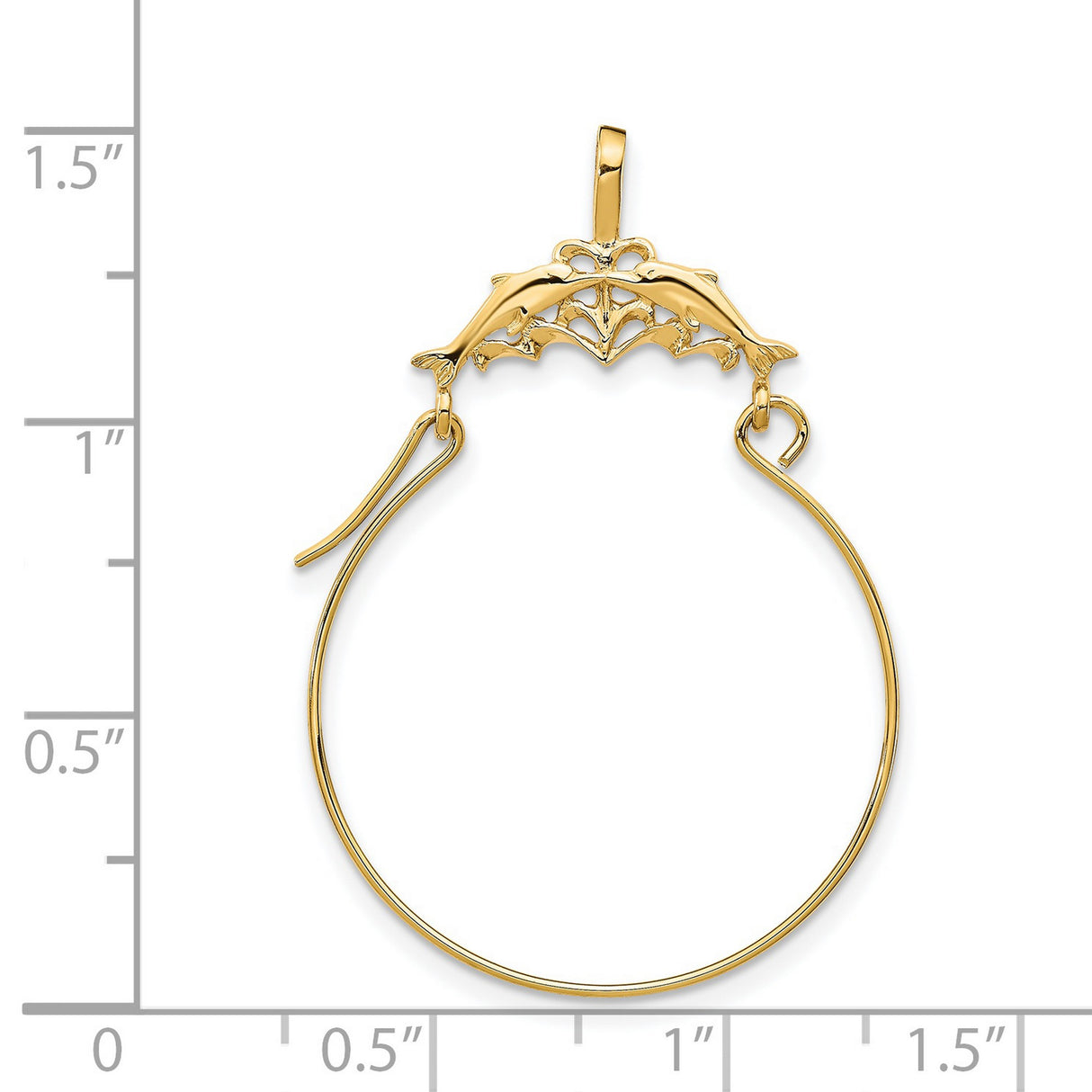 14k Yellow Gold Dolphin Hoop Earrings with Two Dolphins Forming Arch, Nautical Sea Life Theme