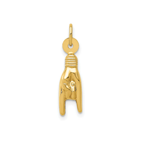 14k Yellow Gold Mano Cornuto Pendant, Italian Evil Eye Protection Amulet Charm