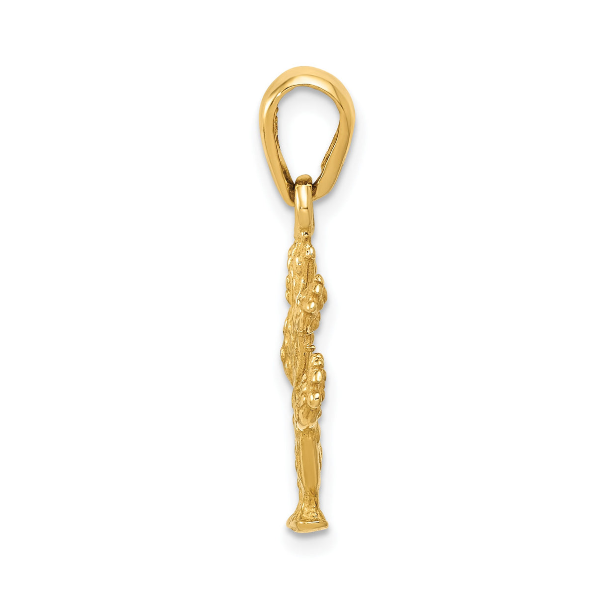 14k Yellow Gold Cactus Charm Pendant, Textured Prickly Pear Design, Southwest Boho Jewelry