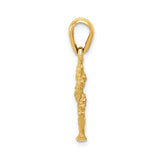 14k Yellow Gold Cactus Charm Pendant, Textured Prickly Pear Design, Southwest Boho Jewelry