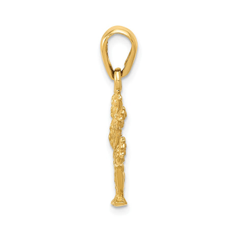 14k Yellow Gold Cactus Charm Pendant, Textured Prickly Pear Design, Southwest Boho Jewelry