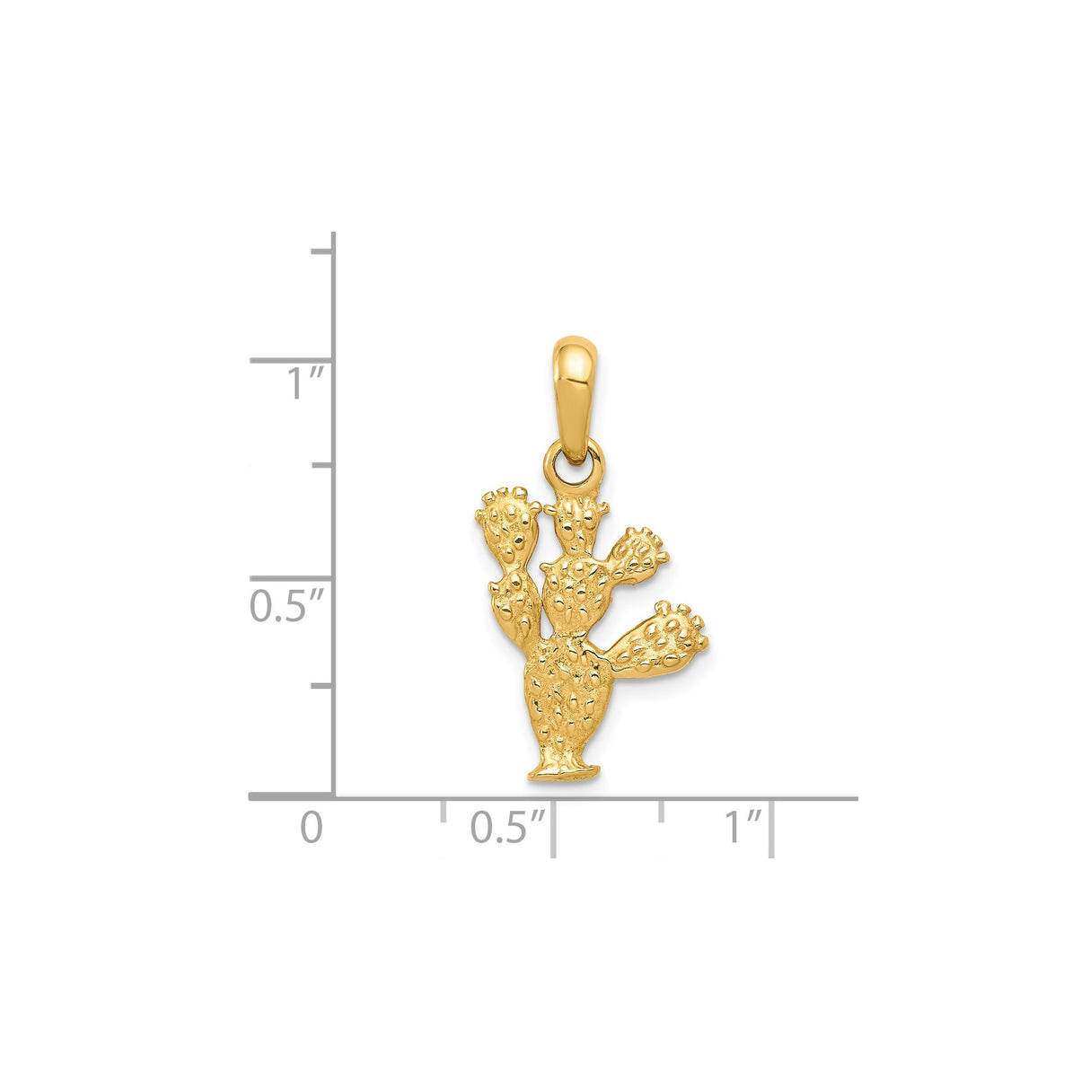 14k Yellow Gold Cactus Charm Pendant, Textured Prickly Pear Design, Southwest Boho Jewelry