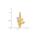14k Yellow Gold Cactus Charm Pendant, Textured Prickly Pear Design, Southwest Boho Jewelry
