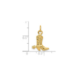 14k Yellow Gold Cowboy Boot Charm Pendant with Spur Detail, Western Cowgirl Style