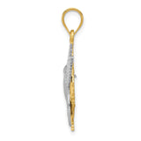 14k Two-Tone Gold Pendant with Hummingbird in Motion and Floral Accents