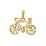 14k Yellow Gold Bicycle Pendant with Detailed Road Bike Design for Women or Unisex