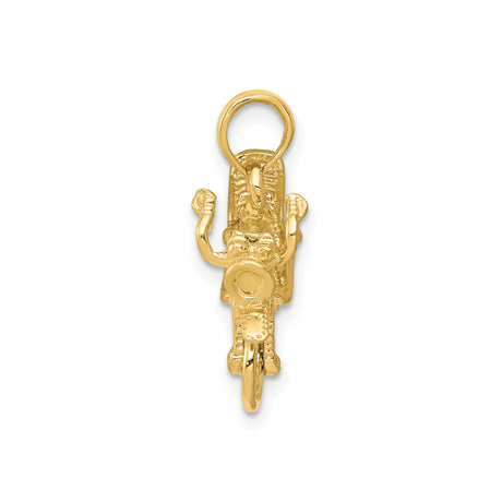 14k Yellow Gold Motorcycle Pendant, Detailed 3D Bike Charm, Biker Jewelry for Men or Unisex