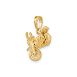 14k Yellow Gold Motorcycle Pendant, Detailed 3D Bike Charm, Biker Jewelry for Men or Unisex