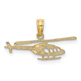 14k Yellow Gold Helicopter Pendant with Open Design, Aviation Charm for Men or Women