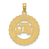 14k Yellow Gold Pendant with Gatlinburg Tennessee Trolley Car Design, Travel Souvenir Jewelry