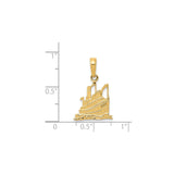 14k Yellow Gold Steamboat Ship Pendant, Nautical Cruise and Boating Theme, Unisex Charm