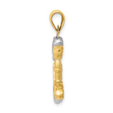 14k Multi-Tone Gold Mermaid Pendant with Rhodium Accents, Ocean Fantasy Theme