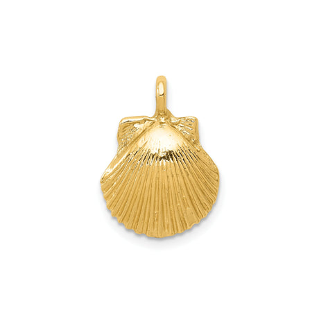 14k Yellow Gold Scallop Shell Pendant, Camino de Santiago Spiritual Charm