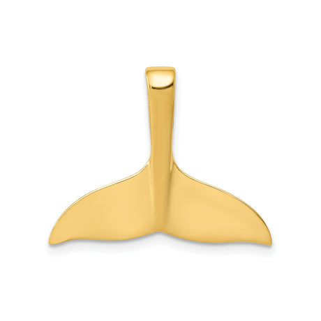 14k Yellow Gold Whale Tail Pendant, Nautical Ocean Life Charm, Marine Theme for Women or Unisex Wear