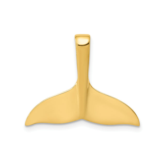 14k Yellow Gold Whale Tail Pendant, Nautical Ocean Life Charm, Marine Theme for Women or Unisex Wear