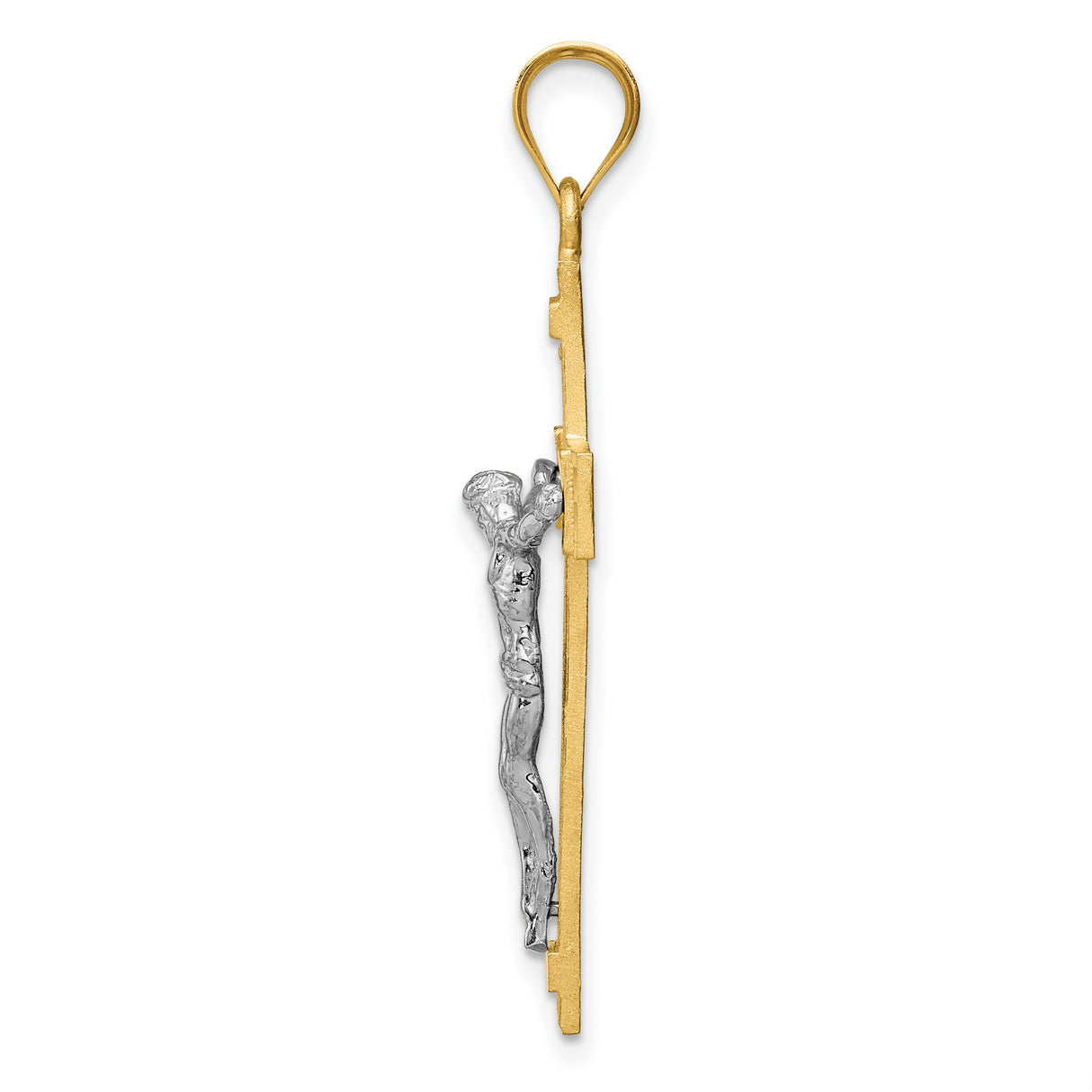 Latin Crucifix Charm Pendant in Real 14k Multi-Tone Gold