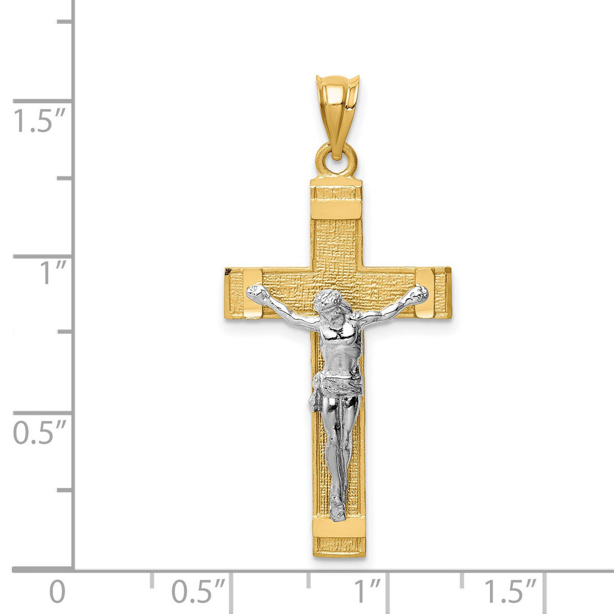 Latin Crucifix Charm Pendant in Real 14k Multi-Tone Gold