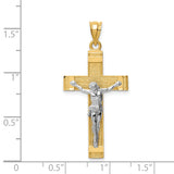 Latin Crucifix Charm Pendant in Real 14k Multi-Tone Gold