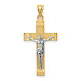 Latin Crucifix Charm Pendant in Real 14k Multi-Tone Gold