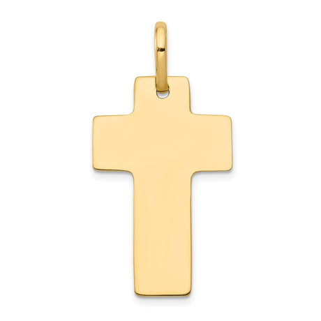 14k Yellow Gold Cross Pendant, Polished Latin Design Religious Charm for Men and Women