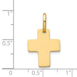 Engravable Latin Cross Charm Pendant in Real 14k Yellow Gold