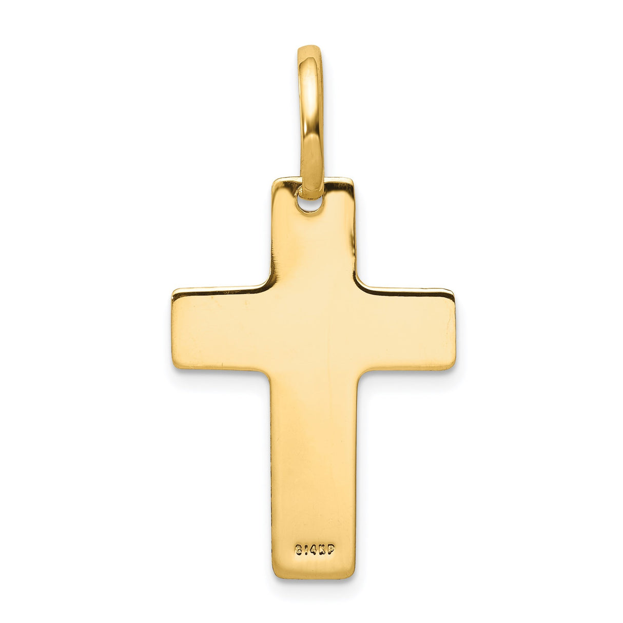 14k Yellow Gold Latin Cross Pendant, Sleek Modern Religious Jewelry for Men and Women