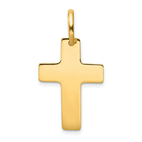 Engravable Latin Cross Charm Pendant in Real 14k Yellow Gold