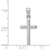 3D Hollow Latin Cross Charm Pendant in Real 14k White Gold