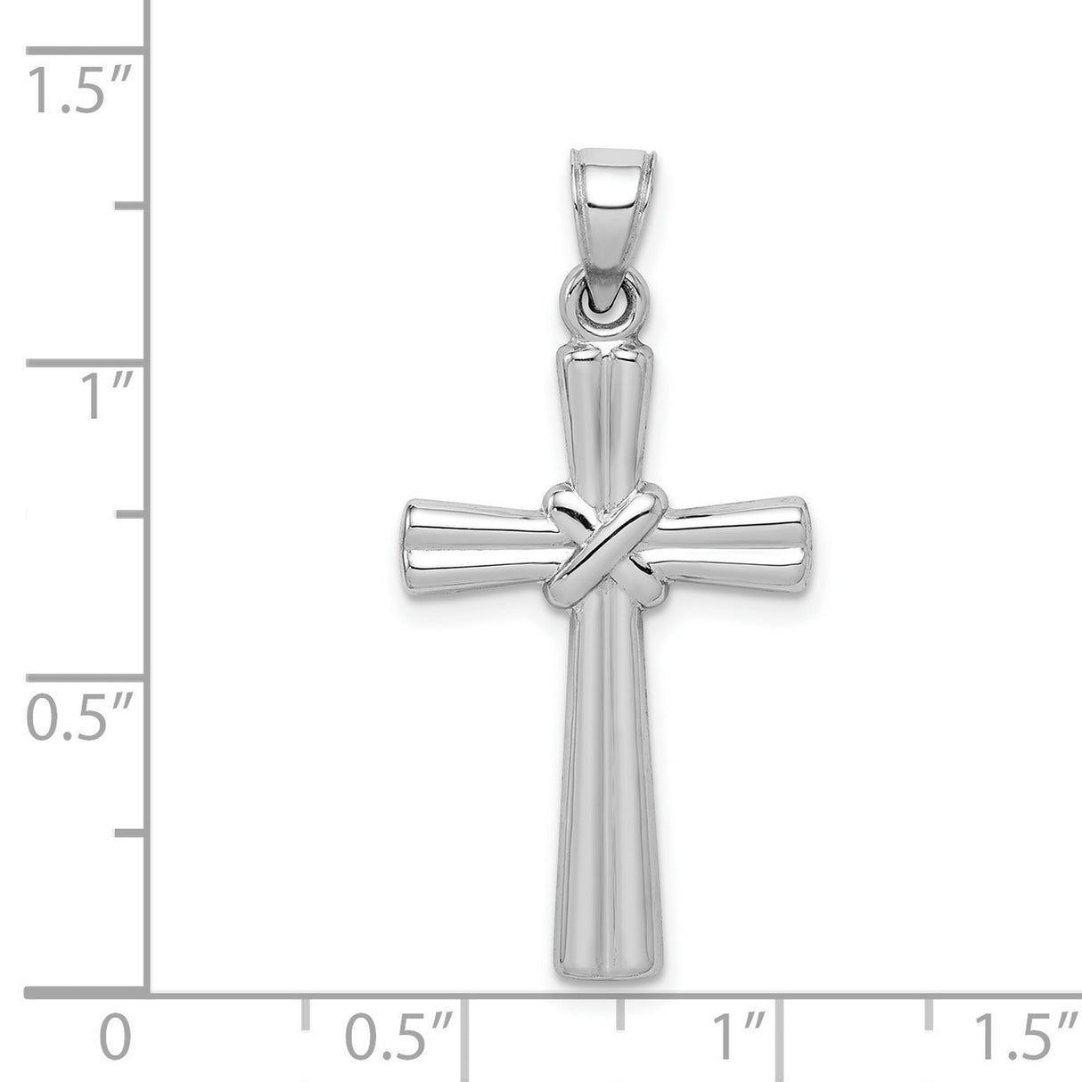 Hollow 3-D Latin Cross Charm Pendant in Real 14k White Gold