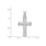 14k White Gold Cross Pendant with Capped Ends, Reversible Latin Design, Mirror Finish