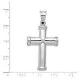 14k White Gold Cross Pendant, Reversible Latin Cross with Polished Finish, Minimalist Faith Design
