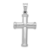 14k White Gold Cross Pendant, Reversible Latin Cross with Polished Finish, Minimalist Faith Design
