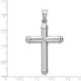 14k White Gold Latin Cross Pendant with Capped Ends and Smooth Tubular Design