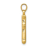 Hollow Fleur De Lis Cross Charm Pendant in Real 14k Multi-Tone Gold