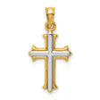 Hollow Fleur De Lis Cross Charm Pendant in Real 14k Multi-Tone Gold