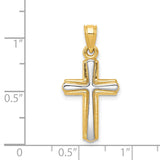 Hollow Latin Cross With Rounded Tips Charm Pendant in Real 14k Multi-Tone Gold