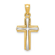 Hollow Latin Cross With Rounded Tips Charm Pendant in Real 14k Multi-Tone Gold