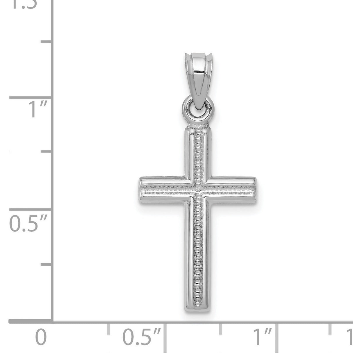 Hollow 3D Latin Cross Charm Pendant in Real 14k White Gold