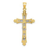 Patonce Crucifix Charm Pendant in Real 14k Multi-Tone Gold