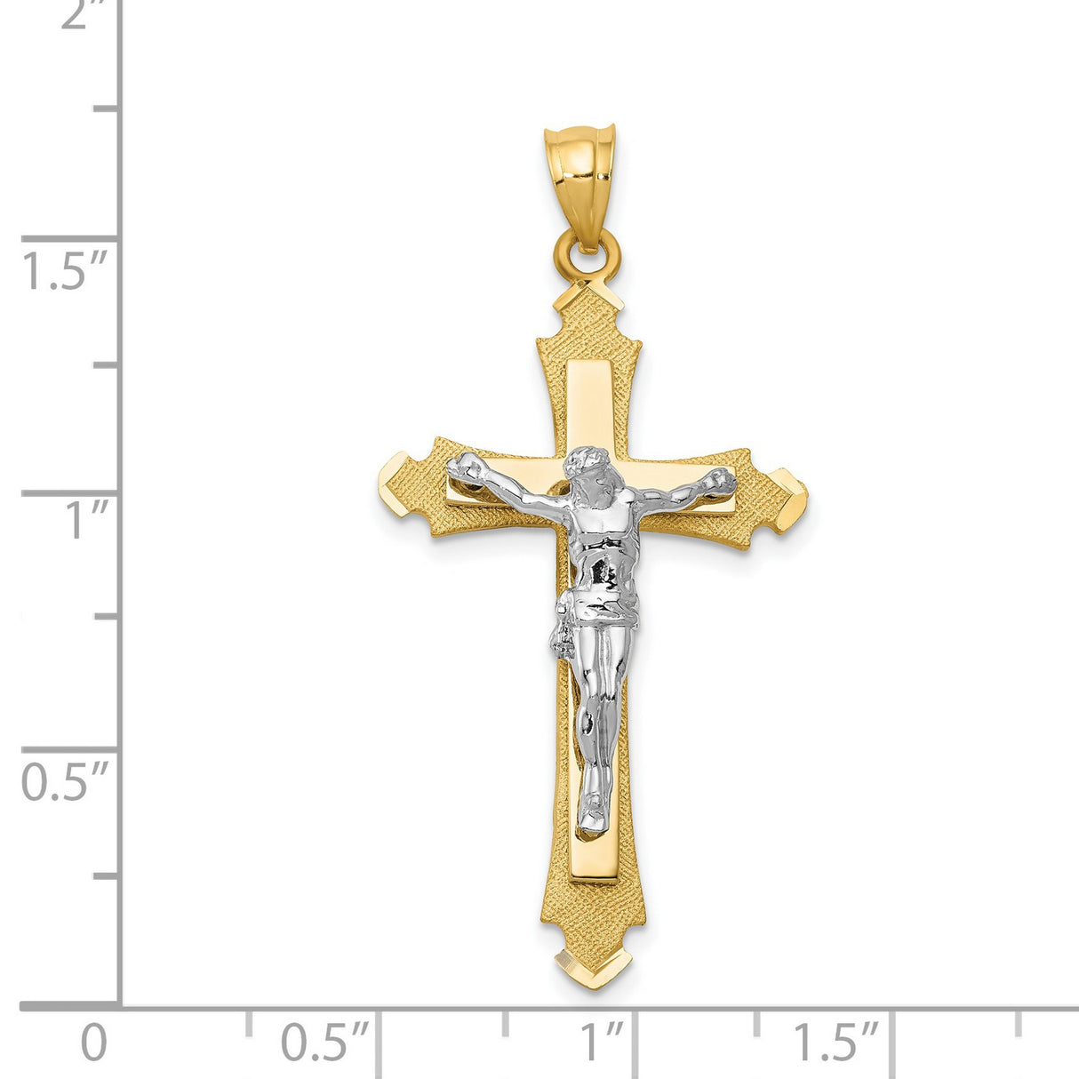 Patonce Crucifix Charm Pendant in Real 14k Multi-Tone Gold