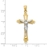 Patonce Crucifix Charm Pendant in Real 14k Multi-Tone Gold