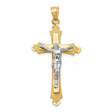 Patonce Crucifix Charm Pendant in Real 14k Multi-Tone Gold