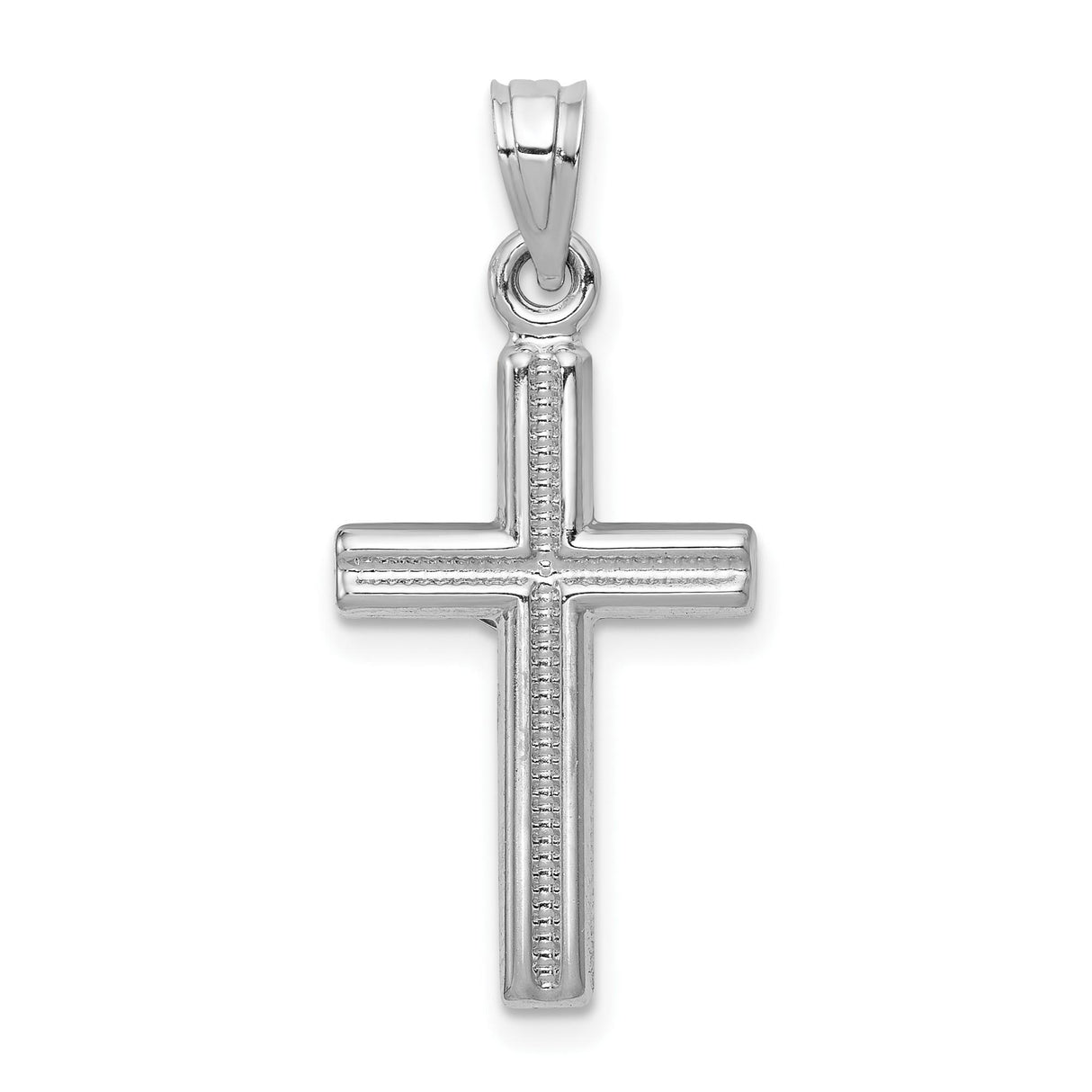 14k White Gold Crucifix Cross Pendant with Raised Jesus Detail, Religious Charm for Men and Women