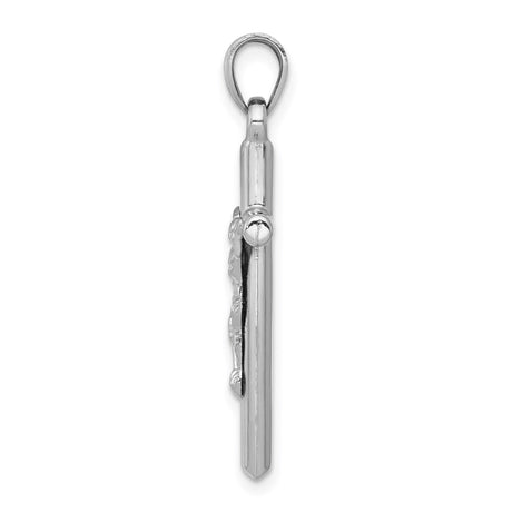 14k White Gold Crucifix Pendant, Latin Cross with Christ, Religious Christian Jewelry