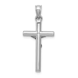 14k White Gold Crucifix Pendant, Latin Cross with Christ, Religious Christian Jewelry