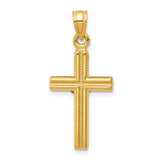 14k Yellow Gold Crucifix Pendant with Textured Jesus on Cross, Religious Charm for Men and Women