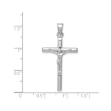 14k White Gold Crucifix Cross Pendant with Sculpted Jesus Figure, Latin Religious Design