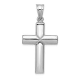 Hollow Reversible Latin Crucifix Charm Pendant in Real 14k White Gold