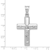 Hollow Reversible Latin Crucifix Charm Pendant in Real 14k White Gold